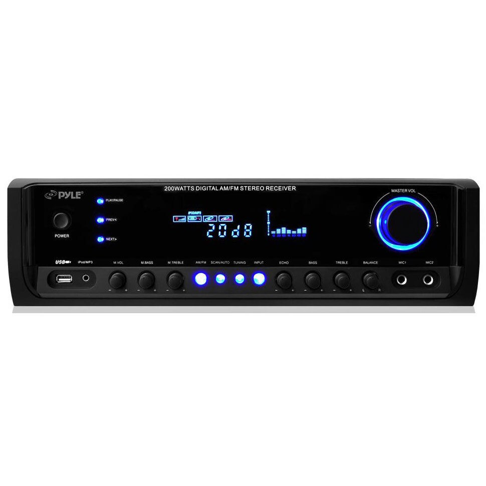 Pyle PT390AU Digital Stereo Receiver with Aux-In MP3 USB AM/FM Radio 300W